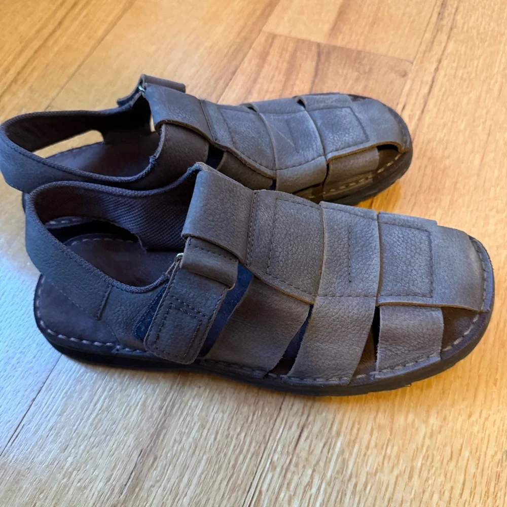 Eddie Bauer Men's Brown-Gray Leather Sandals, Size 10